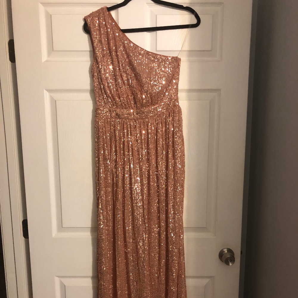 MISSORD One Shoulder Sequin Maxi Pink Formal Dress, Size Medium, NWT